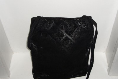 Wilson Leather Leather Handbags on Wilsons Leather Black Suede Pattern Shoulder Cross Body Bag Handbag