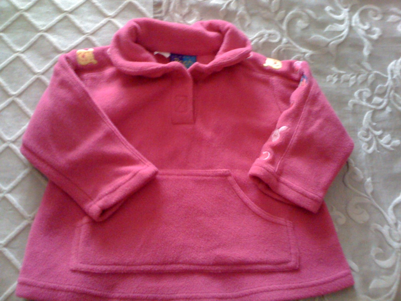 POOH-BEAR-by-Disney-GIRLS-SIZE-1-PINK-POLAR-FLEECE-PULLOVER-JUMPER-C50