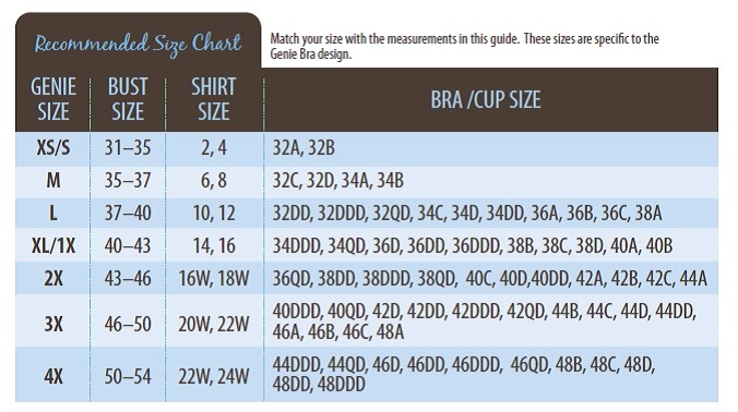 Ahh Bra Size Chart