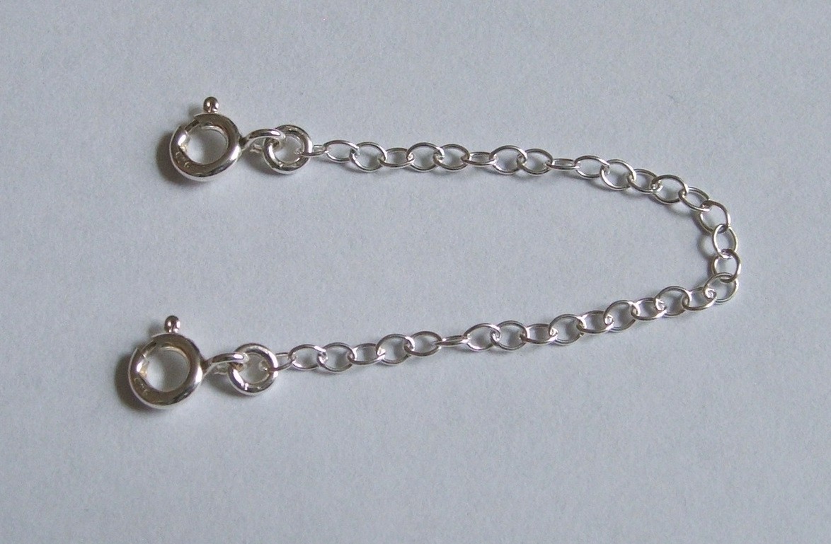 Sterling Silver necklace necklet extender safety chain two 6mm Bolt