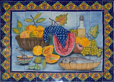 Mexican Kitchen Tiles on Mexican Tile Mural  Hand Painted Kitchen Backsplash Talavera Tiles