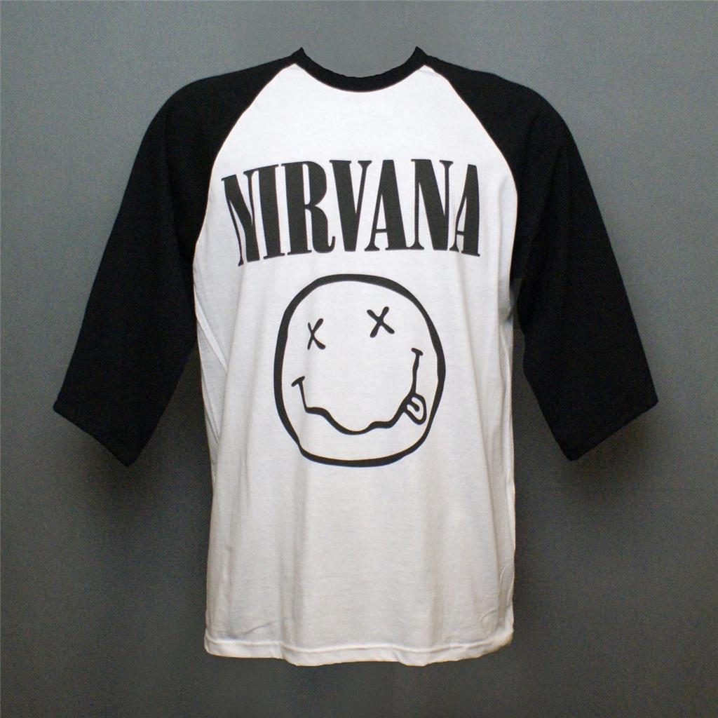nirvana grunge punk rock festival smiley baseball long sleeve tshirt sxxl eBay