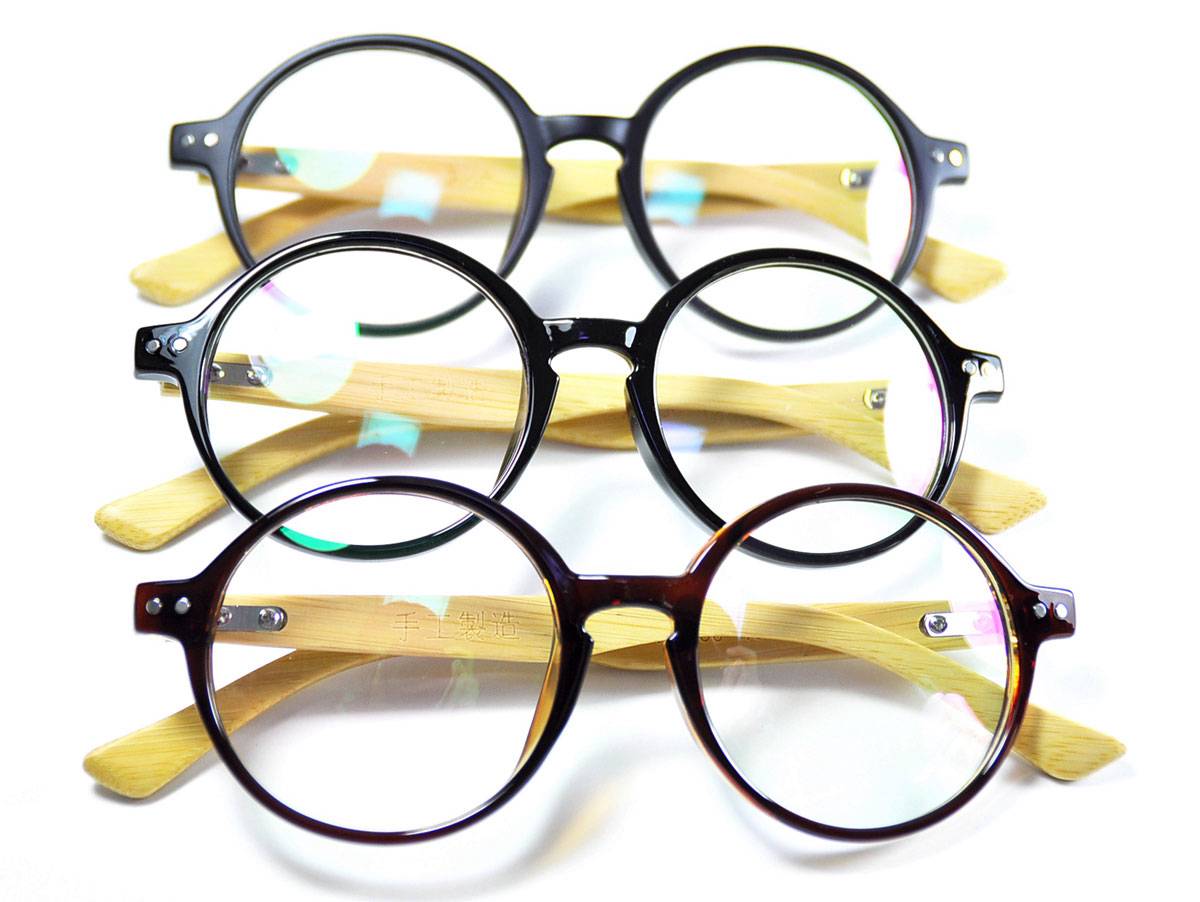 Vintage Retro Handmade Mens Round Wooden Prescription