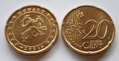 Free Shipping Monaco 20 Euro Cent Coin 200