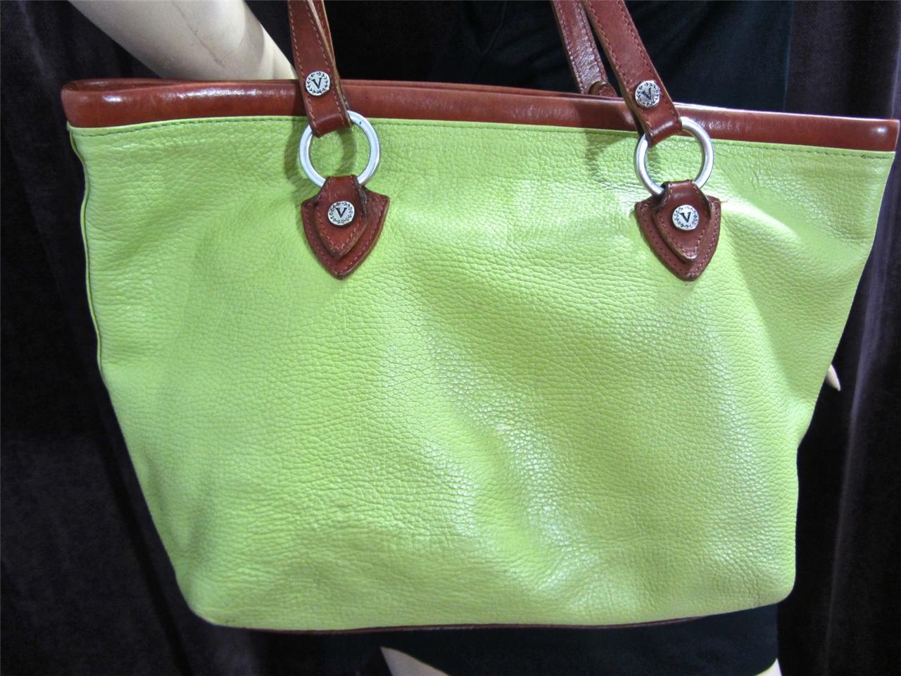 Valentina Handbag Made in Italy Incredibly Soft Leather Lime Green Shoulder Bag