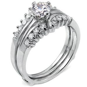 Details about Sterling Silver 925 Women Wedding Ring Set Size 9 CZ