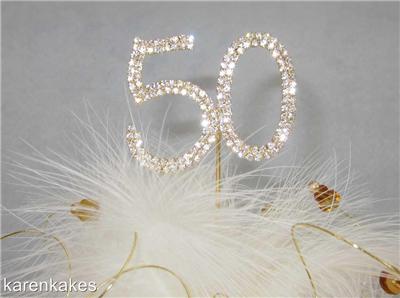 50th Wedding Anniversary Cakes on 50th Golden Wedding Anniversary Diamante Cake Topper   Ebay
