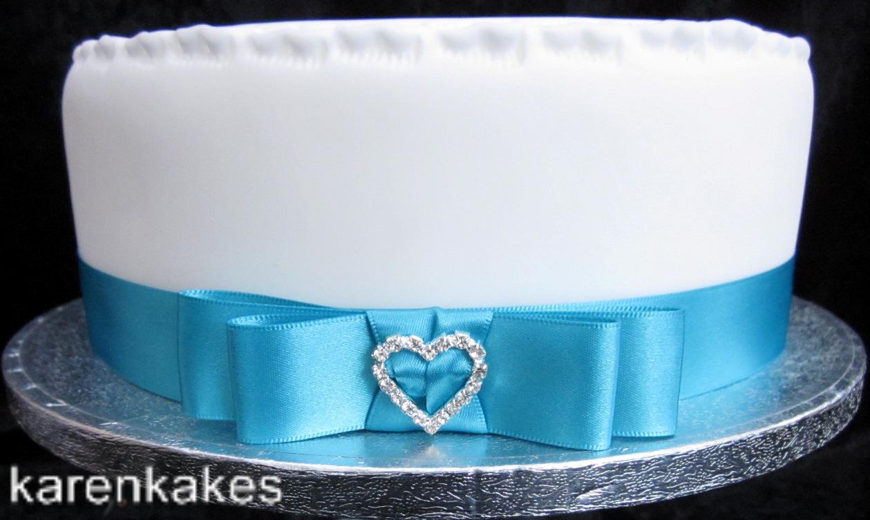 1 X Metre 25mm Turquoise Satin Ribbon Plus Bow Diamante