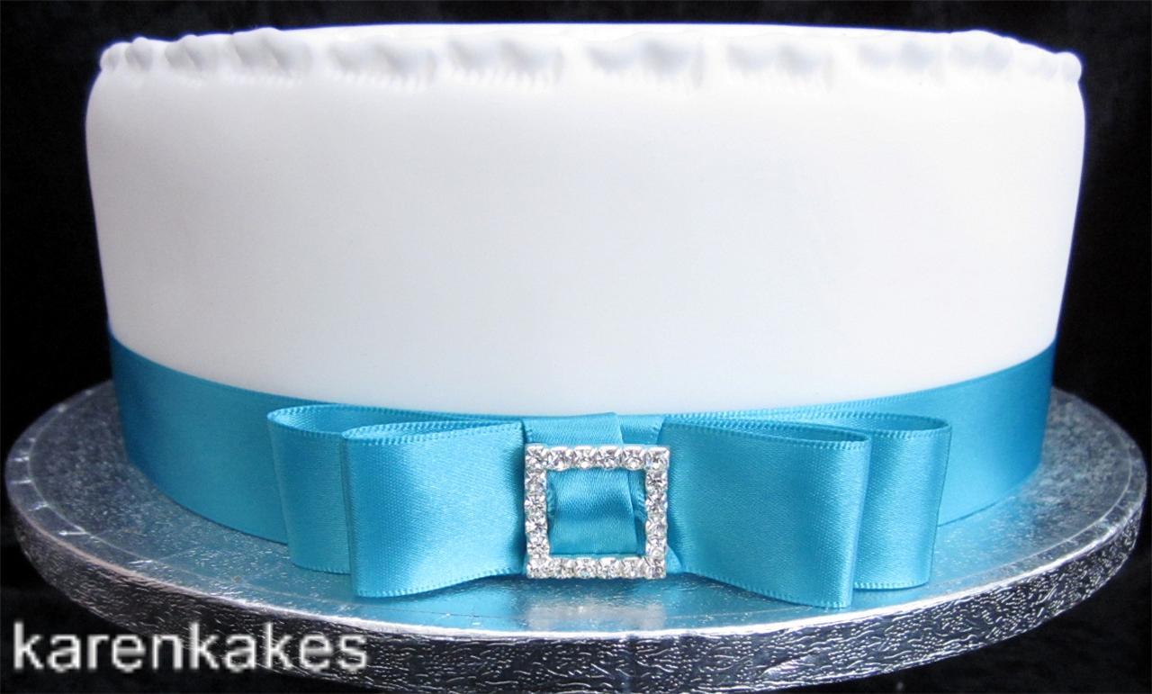 1xMETRE 25MM TURQUOISE SATIN RIBBON PLUS BOW & DIAMANTE BUCKLE CAKE DECORATION eBay