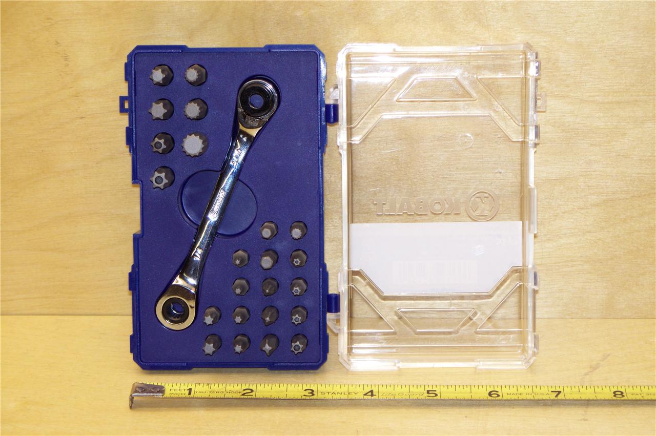 KOBALT 24 PC RIGHT ANGLE TORX BIT DRIVER / DOUBLE END RATCHET WRENCH 1/