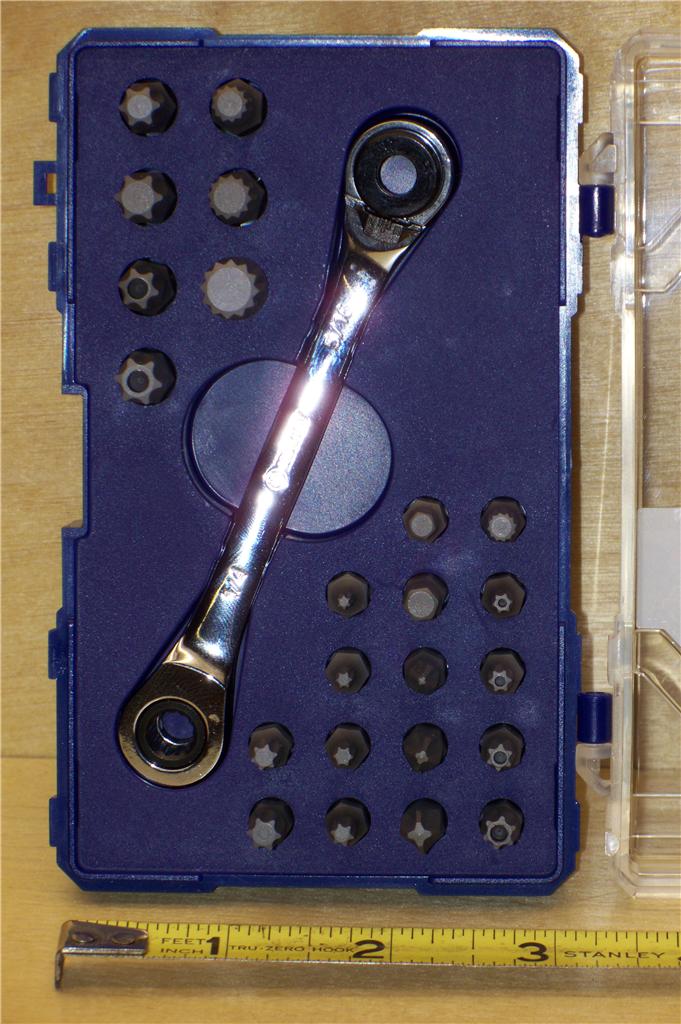 KOBALT 24 PC RIGHT ANGLE TORX BIT DRIVER / DOUBLE END RATCHET WRENCH 1/