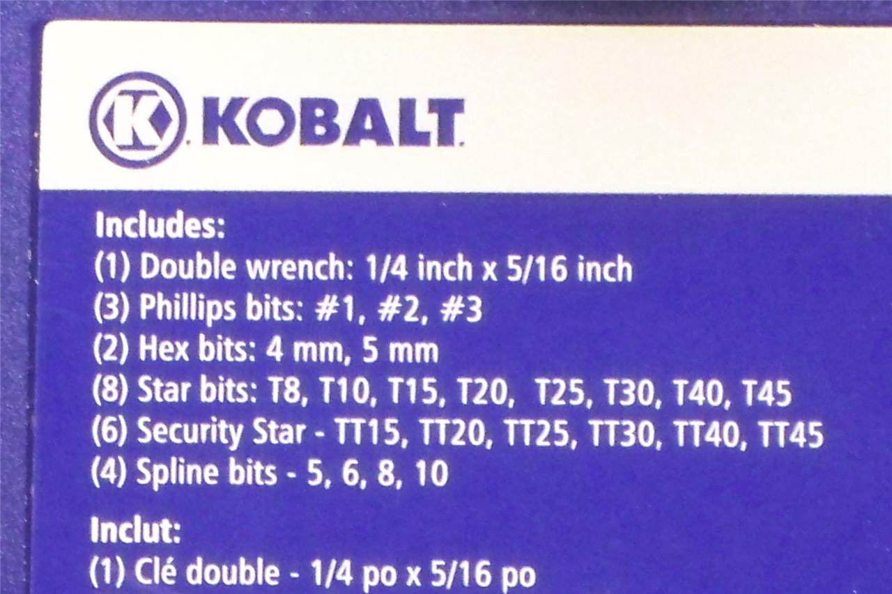 KOBALT 24 PC RIGHT ANGLE TORX BIT DRIVER / DOUBLE END RATCHET WRENCH 1/