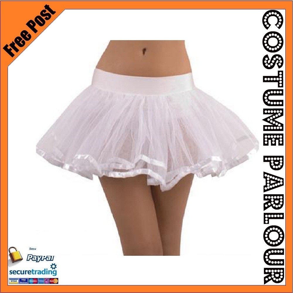 Womens Ladies White Petticoat Tutu Skirt Lingerie Size 8 - 12