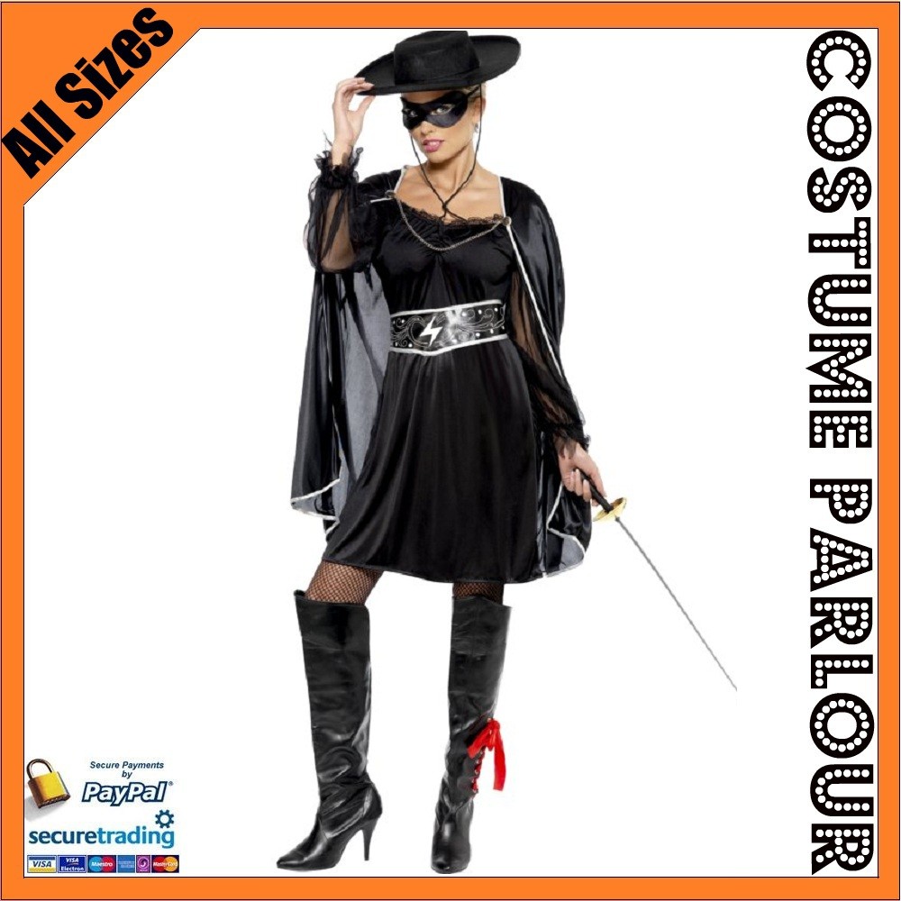 Womens Zorro Musketeer Bandit Mexican Crusader Ladies Fancy Dress