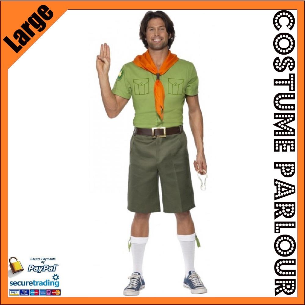 Mens BOY Scout CUB Leader Troop Fancy Dress Scouts Costume Size Large