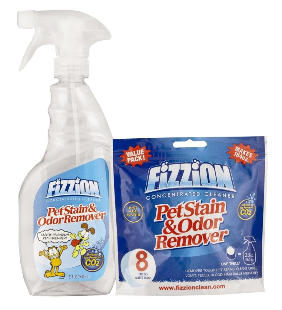 Fizzion Pet Stain & Odor Remover 8 Tablets Makes 184oz Plus 23oz Spray