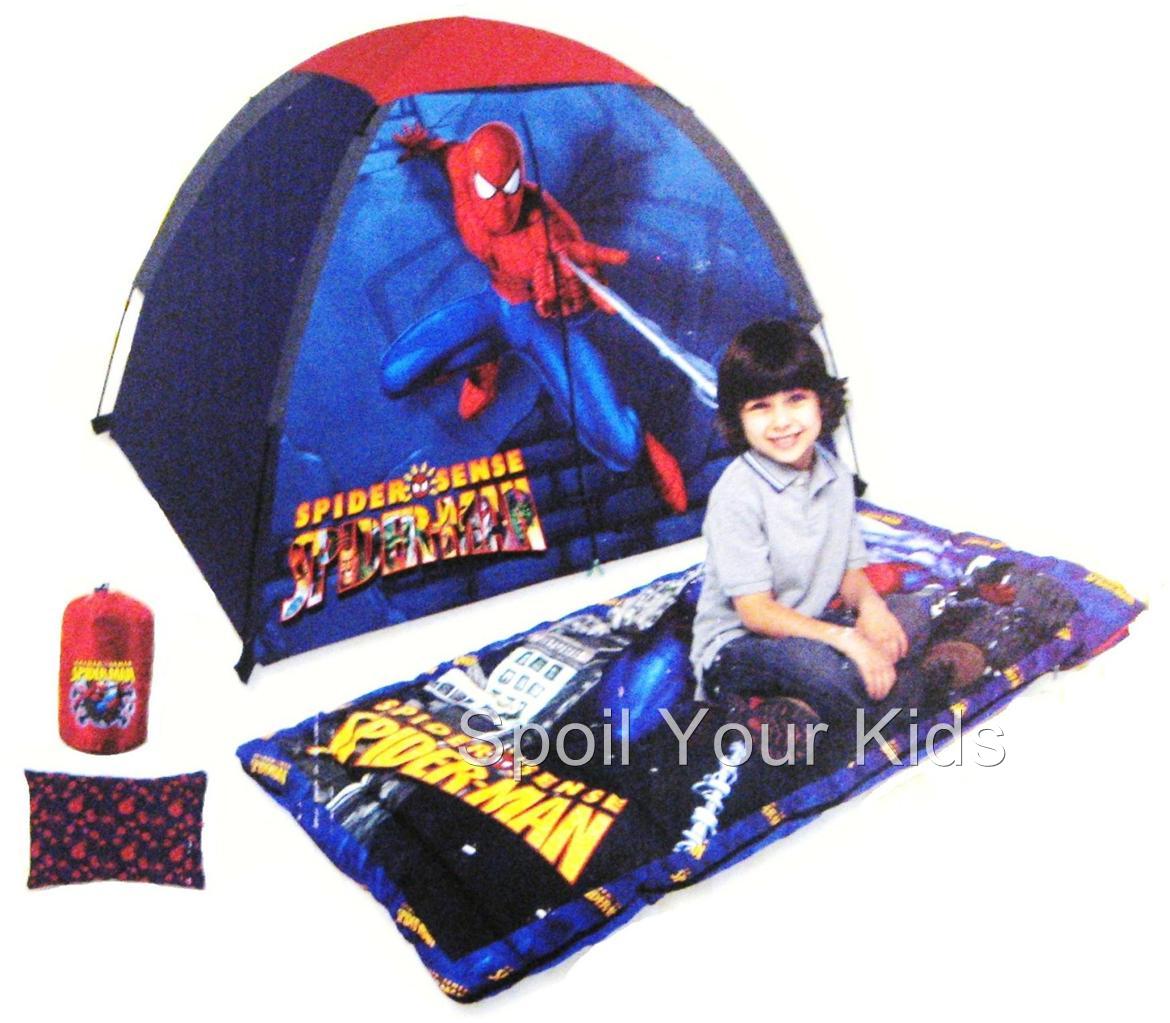 NEW Spiderman 3 piece Play Tent Boys Childrens Sleeping Bag Pillow Kids