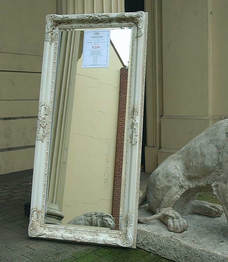 ANTIQUE WHITE ORNATE LARGE HUGE GILT ROCOCO MIRROR 6FT  eBay