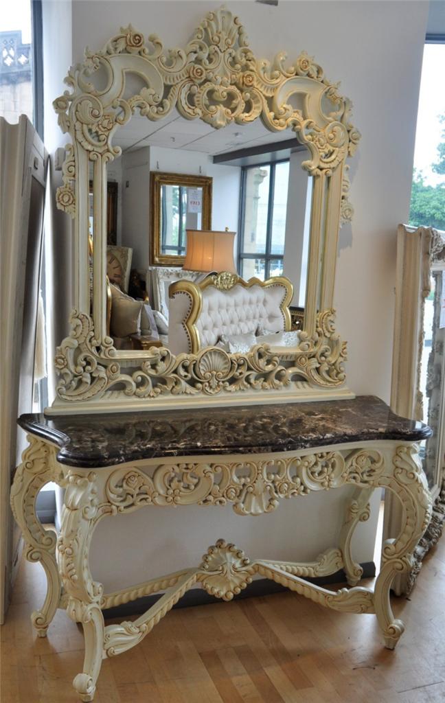 solid mahogany marble off white shabby chic french italian console table mirror ebay solid mahogany marble off white shabby chic french italian console table mirror ebay
