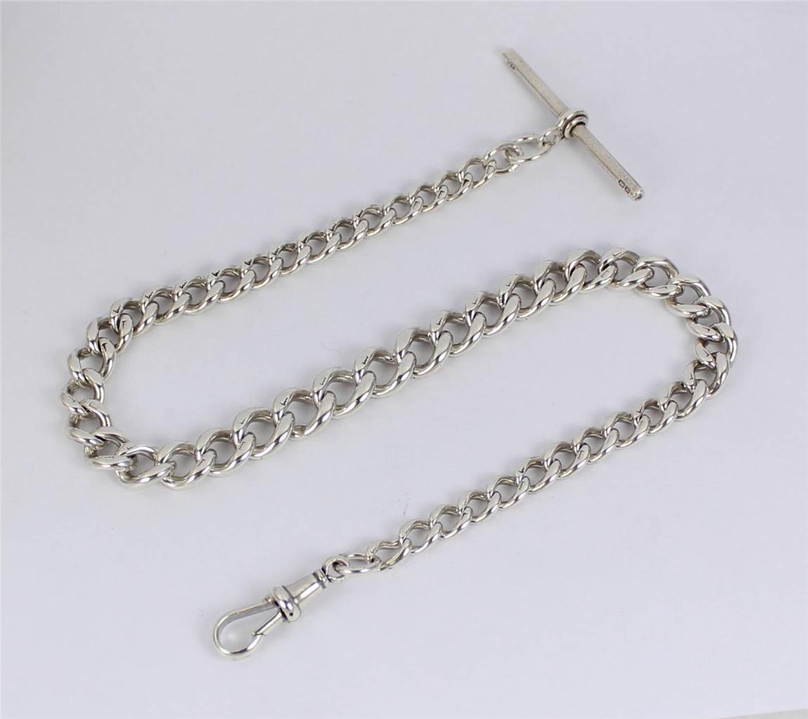 Heavy Sterling Silver Antique Mens Graduated Pocket Watch Chain eBay