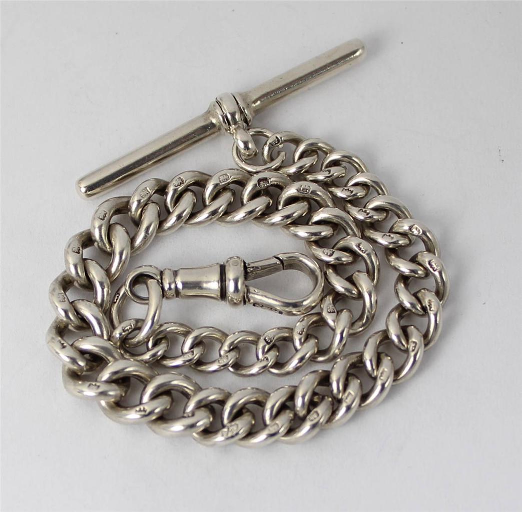 Sterling Silver Single Albert Graduated Link Mens Pocket Watch Chain eBay