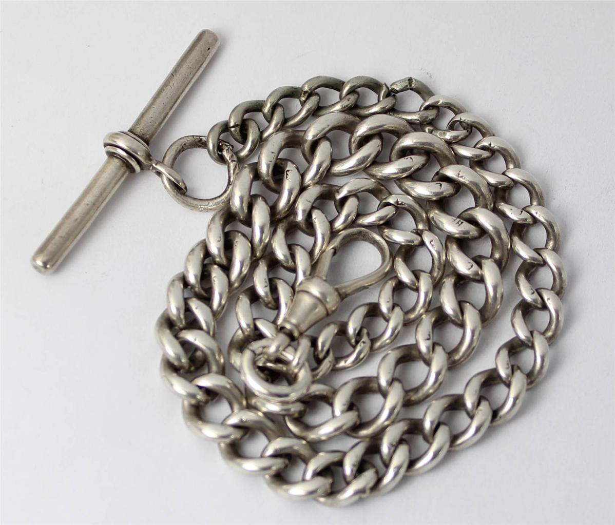 Heavy Sterling Silver Single Albert Mens Pocket Watch Chain eBay