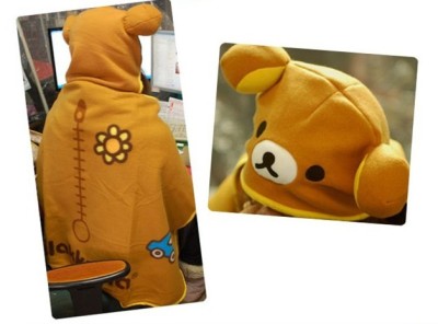 Rilakkuma San-X Cute Hooded Shawl Cape Wrap Warm Cloak blanket
