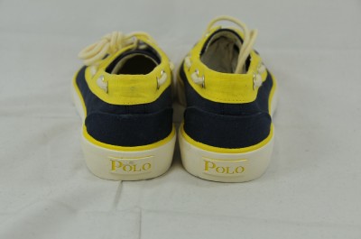 Boat Shoe on Lander Navy Blue Yellow Mens Boat Shoe Canvas 13d 4094 Ebay