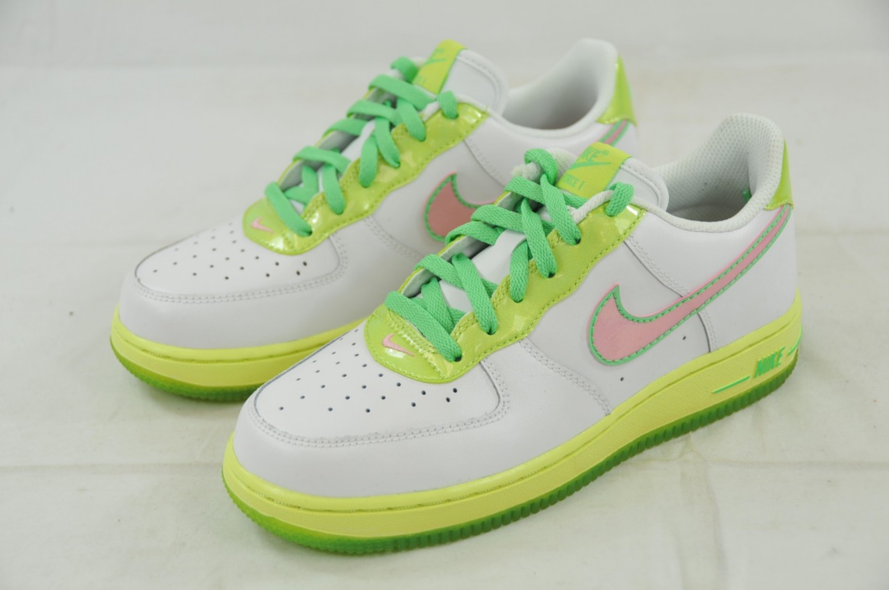white and lime green air forces