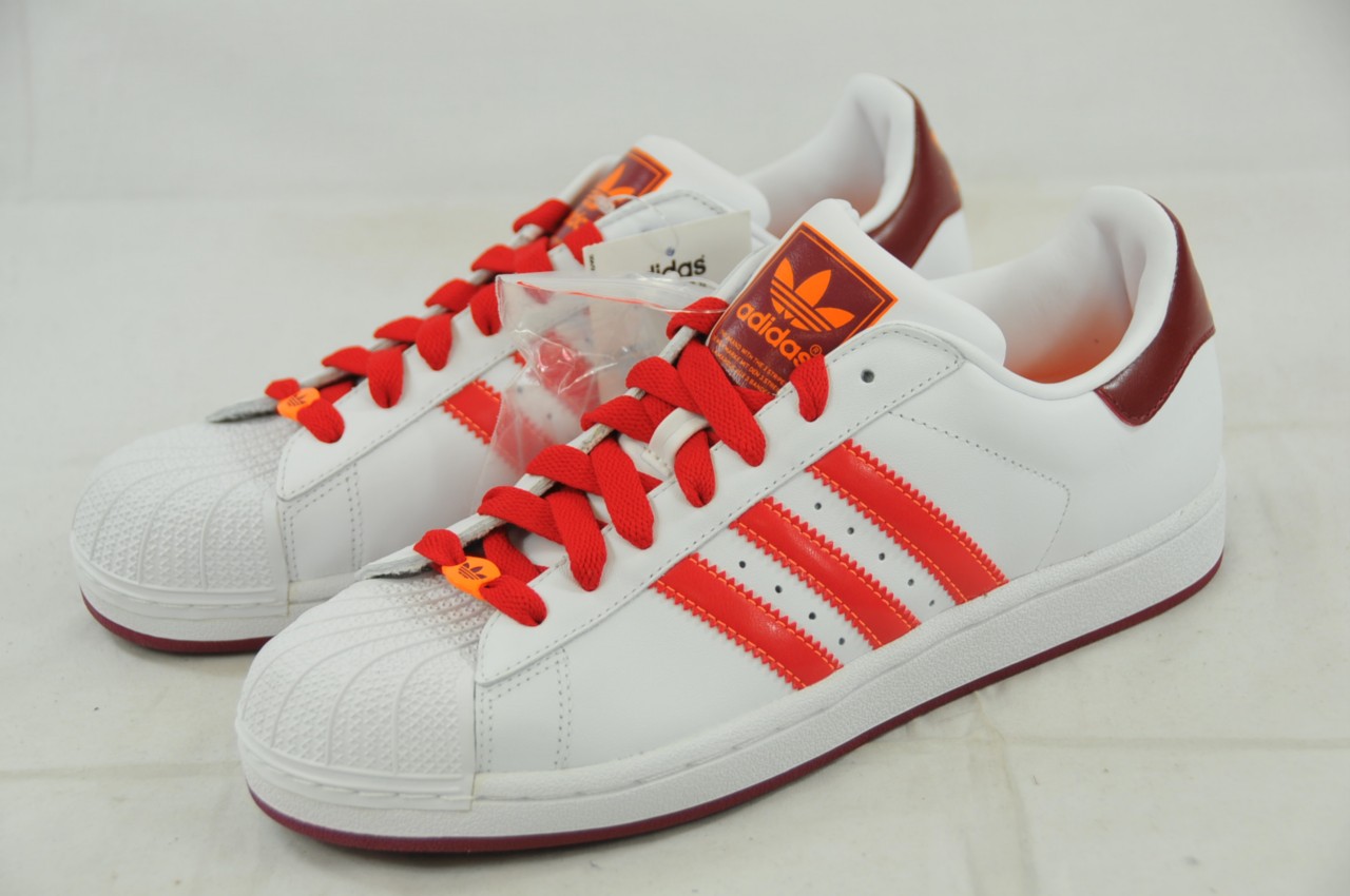 ADIDAS ORIGINALS SUPERSTAR II 543452 WHITE LEATHER UPPER - CARDINAL RED