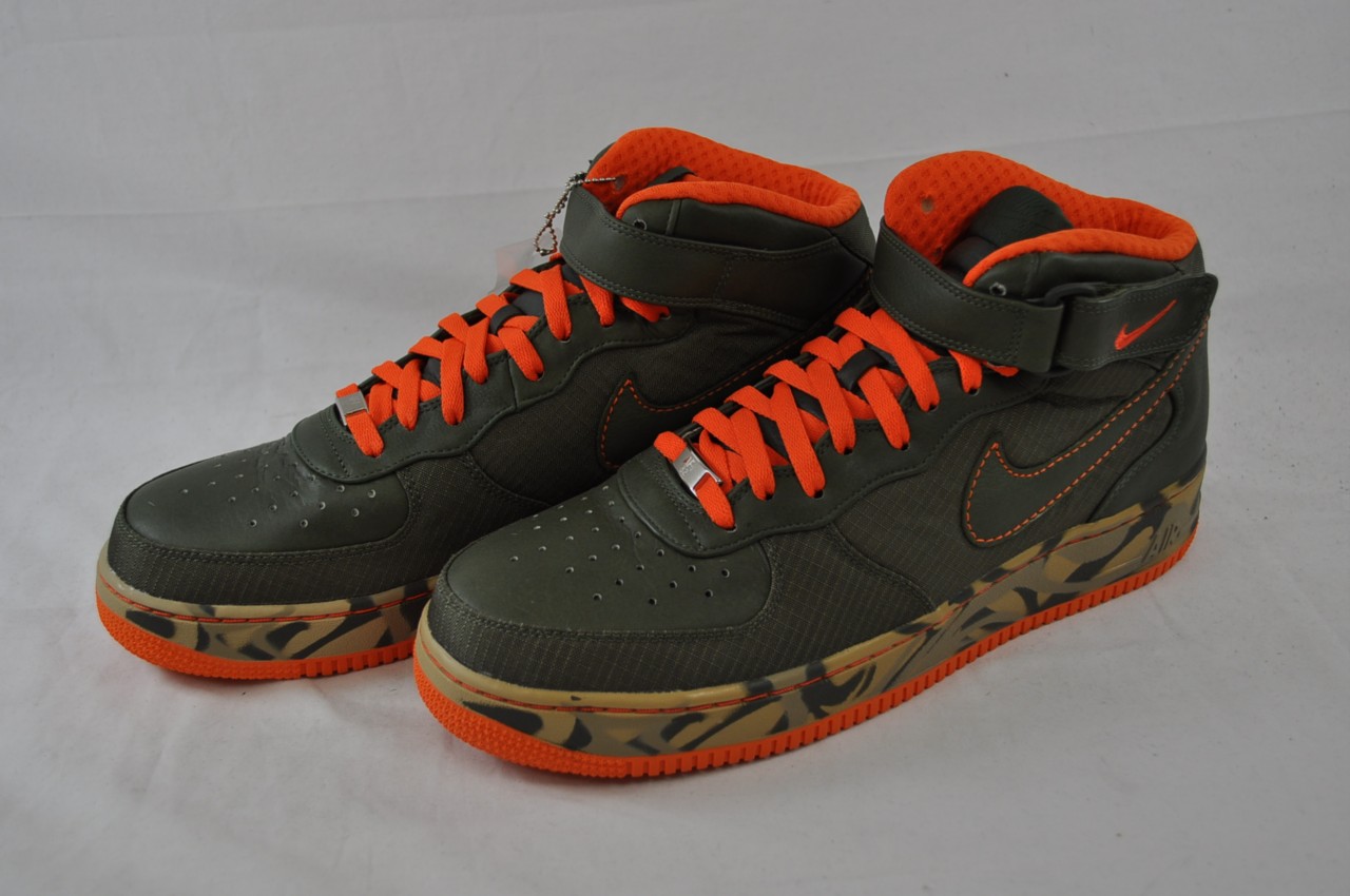army green and orange air force 1