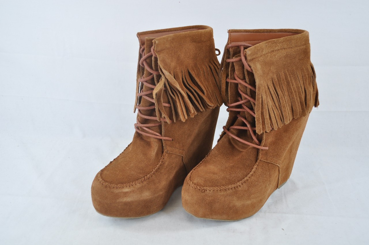 chestnut platform booties