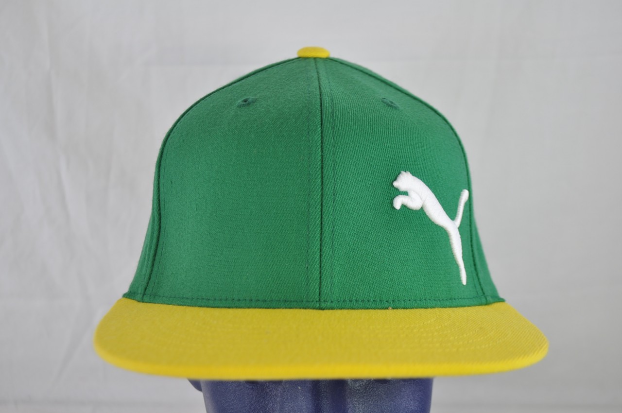 PUMA GREEN YELLOW JAMAICA "PUMA" UNDER BRIM FLEX FIT FITTED BASEBALL