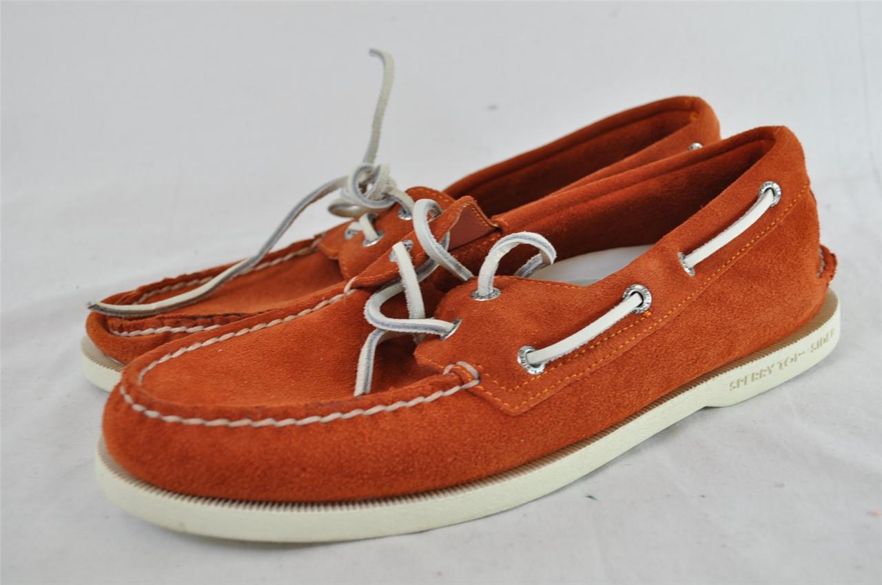 orange sperry boat shoes