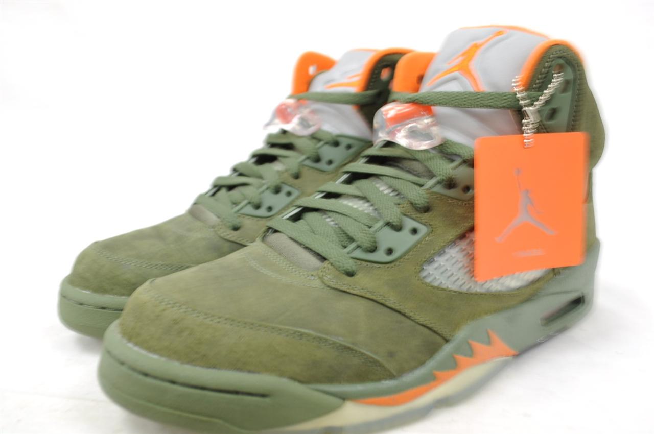 AIR JORDAN 5 V RETRO 314259 381 ARMY OLIVE/SOLAR ORANGE-BLACK UNDEFEATED BBALL | eBay