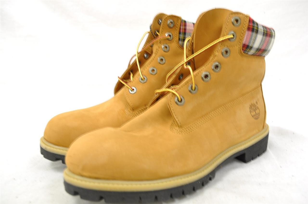 red and blue timberland boots