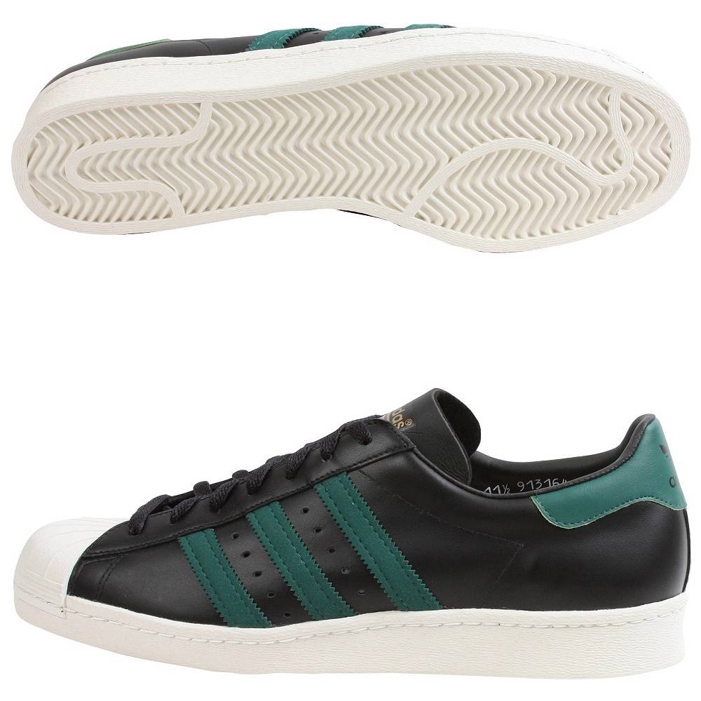 ADIDAS SUPERSTAR 80s SHELL TOE 913164 BLACK/FOREST GREEN/CHALK WHITE 80's RETRO | eBay