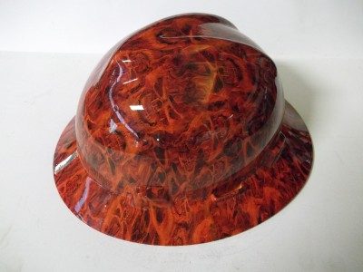 NEW Custom MSA V GARD Full Brim Hard Hat Orange Havest Moon Camo Pattern