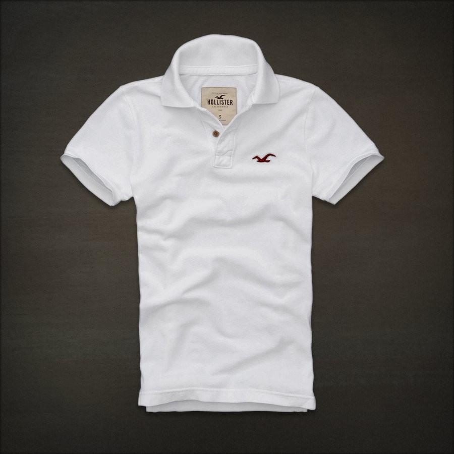 HOLLISTER MEN'S MALIBU WHITE POLO PIQUE SHIRTS SIZES M,L NWT!!!