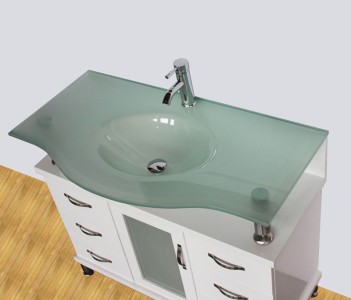 48 Quot Frosted Glass Vessel Sink Bathroom Vanity White