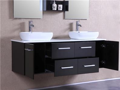 60" Modern bathroom double vanities cabinet floating ...