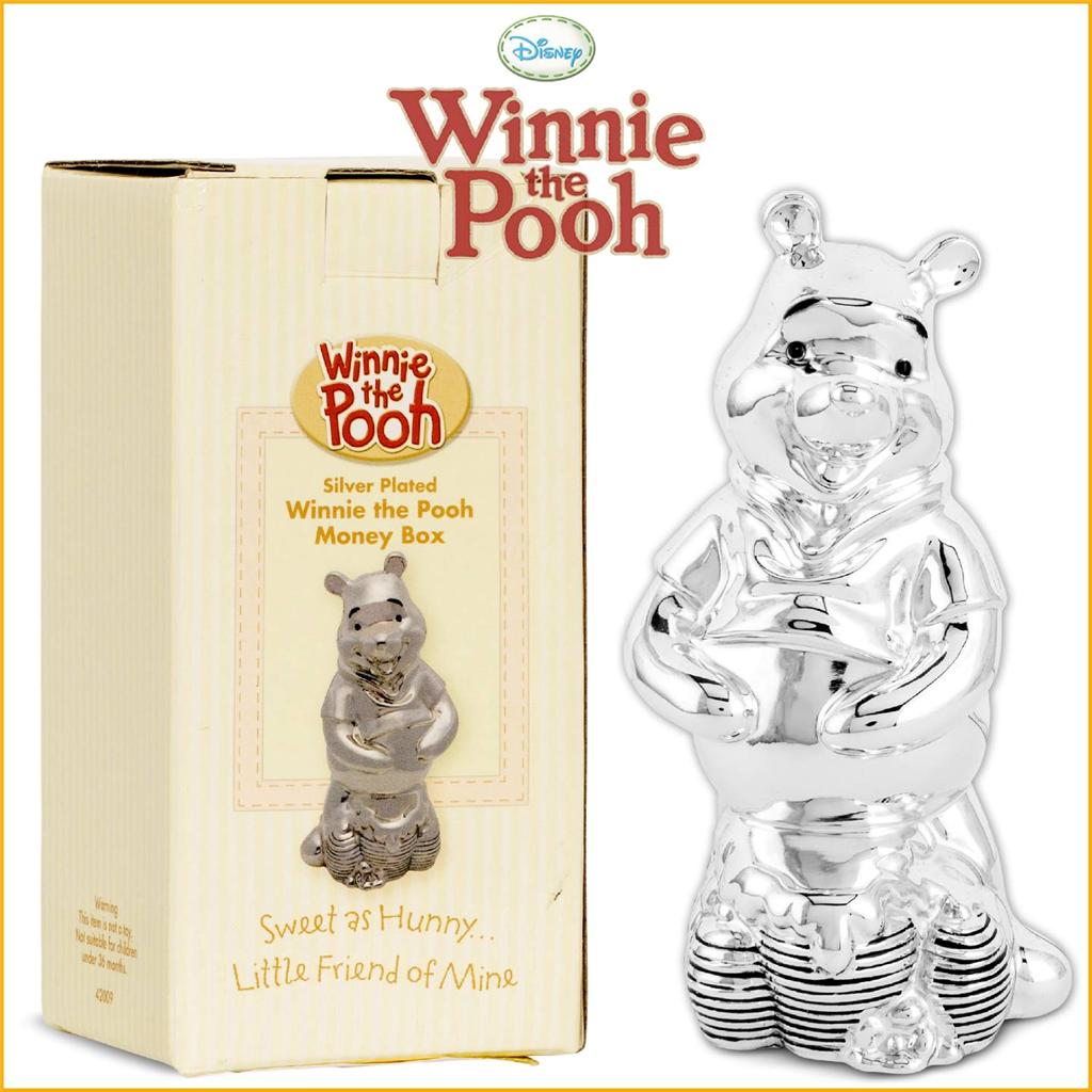 Disney Winnie The Pooh Silver Plated Coin Money Box Piggy Bank Gift Toy