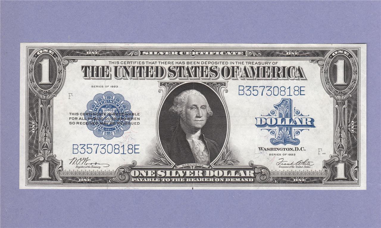 XF1923 $1One Dollar Bill Silver Certificate Large Size Note Horse