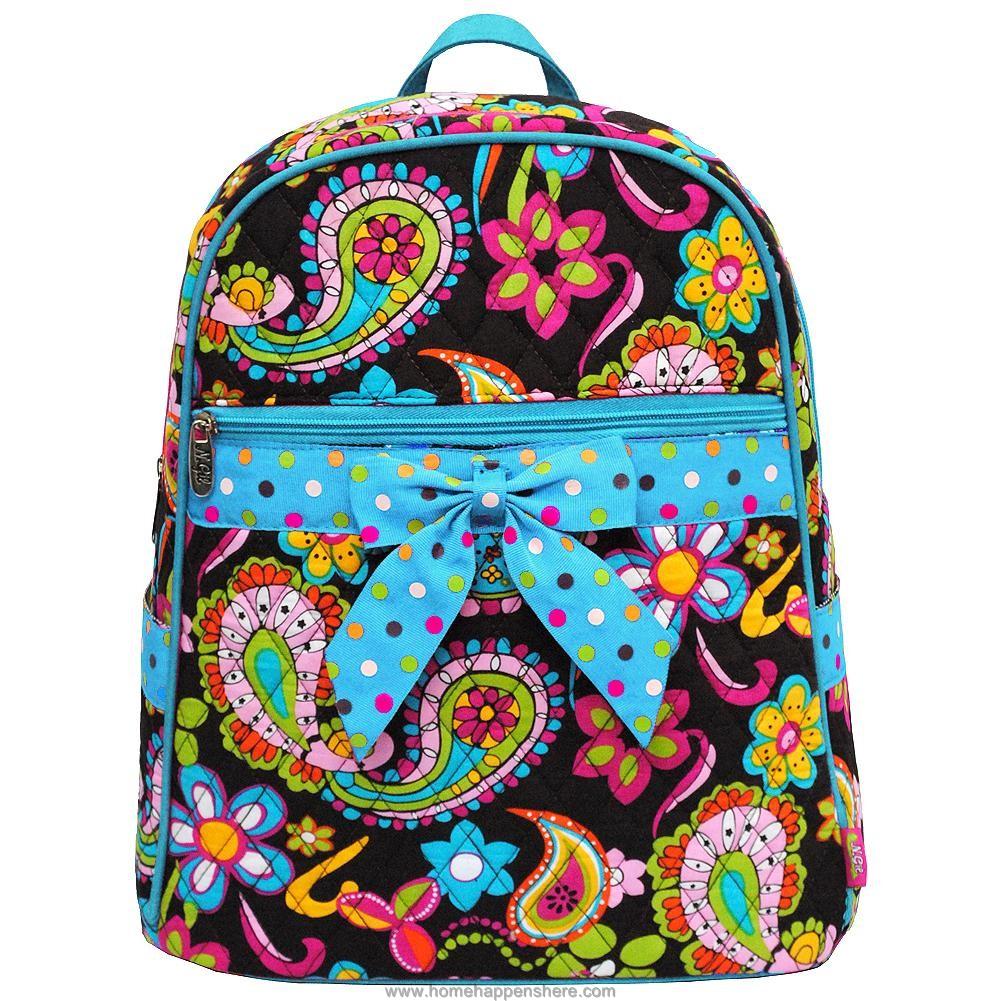 15" QUILTED BACKPACK Over Shoulder Book Tote Bookbag Bag + 1 Vera