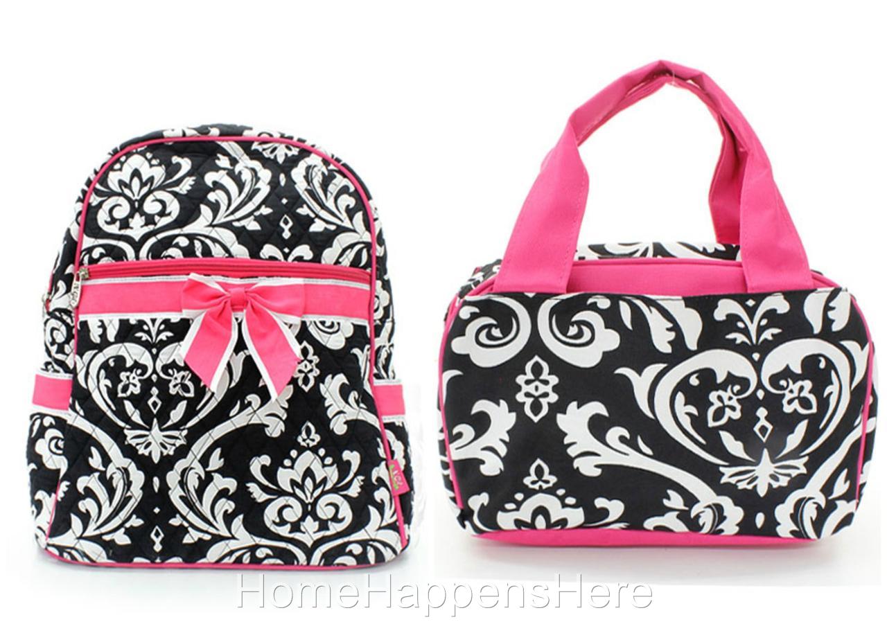 ... Matching SCHOOL Quilted BACKPACK & LUNCHBAG Lunch Box Lunchbox Bag