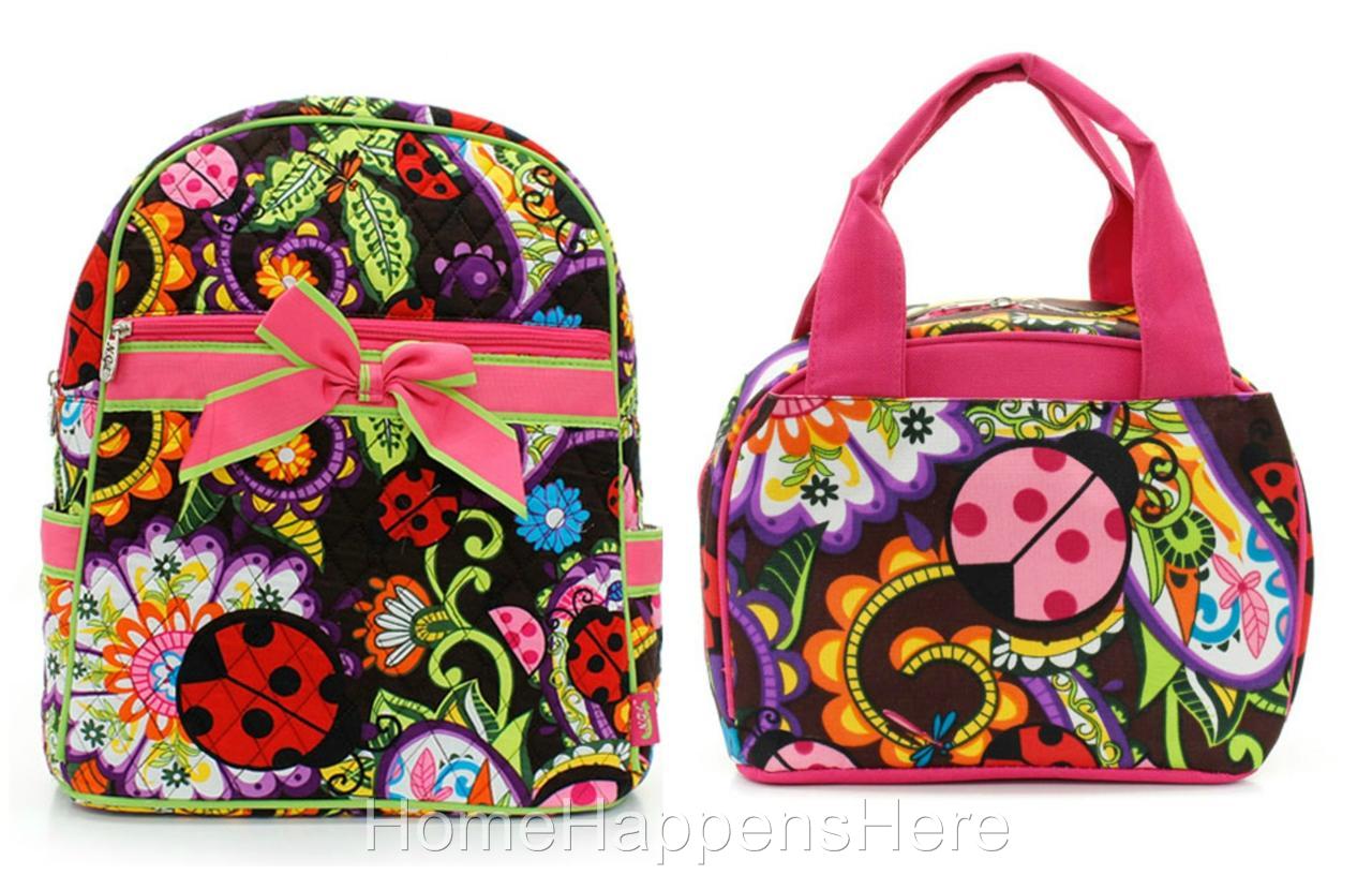 ... Matching SCHOOL Quilted BACKPACK & LUNCHBAG Lunch Box Lunchbox Bag