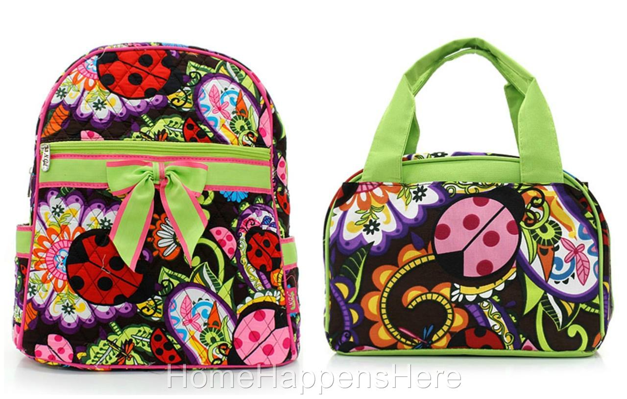 ... Matching SCHOOL Quilted BACKPACK & LUNCHBAG Lunch Box Lunchbox Bag