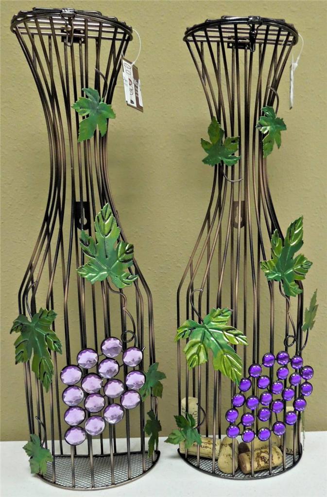 18" Metal WINE CORK CAGE Holder Bottle Black Wall Hanging or Table