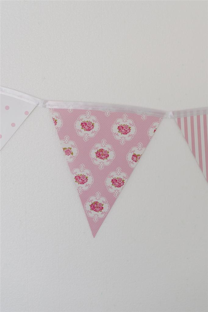 Paper-Bunting-Flag-Party-Decoration-Birthday-Supplies-Vintage-Pink-shabby-3-5m