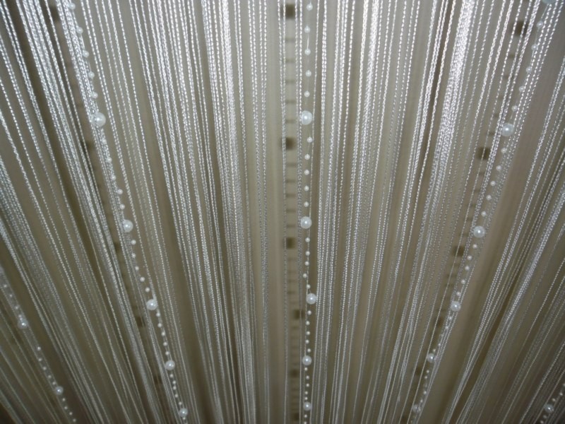 Cream Gold Door String Curtain With Beads Screen